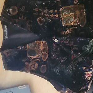 Vintage Women's Large Barrie Stephens Jewel Toned Velvet Vest Large